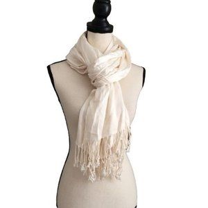 Cream Rayon Fringe Scarf